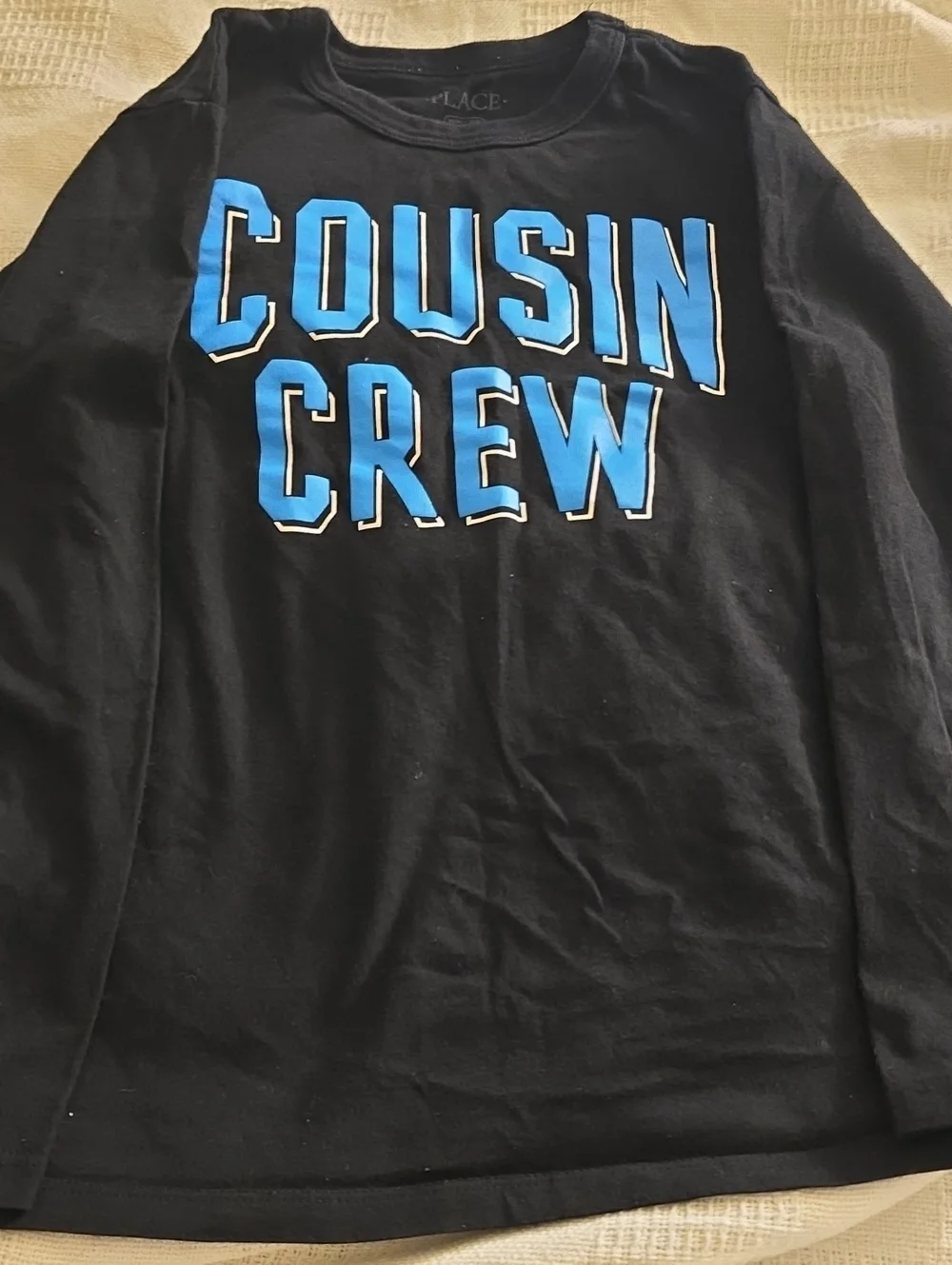 COUSIN CREW Black Long-Sleeve Shirt with Blue Graphic